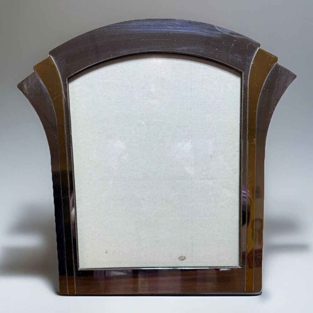 Vintage MCM Brass Silver Tone Picture Frame Hollywood Regency 8x10